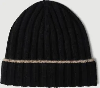 Brunello Cucinelli Cashmere rib knit beanie in Black at Nordstrom, Size Xxx-Large