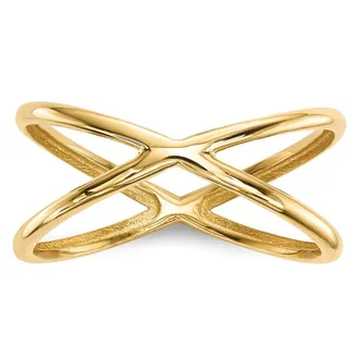 Diamond2Deal 14k Yellow Gold Gold Polished Double Ring