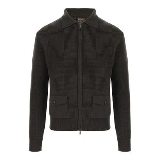 Woolrich Volledige Rits Wol Trui - Heren - Truien - Groen - Maat: XL Wol