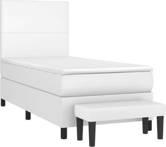 vidaXL Vidaxl - Cama Box Spring Con Colch&oacute;n Cuero Sint&eacute;tico Blanco 100x200 Cm