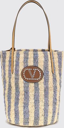 Valentino Garavani Borsa Valentino Garavani in rafia a righe e pelle