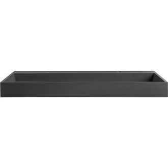 Beliani Lavabo Doble Suspendido De Pared Cl&aacute;sico Rectangular Fundici&oacute;n Mineral Acabado Mate 120 X 46 Cm Negro Quenko