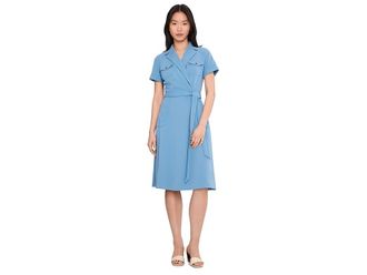 Calvin Klein Short Sleeve Self Tie Jacket Dress Womens Dress Bayou : 14, Polyester/Spandex