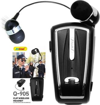 Trade Shop Trade Shop - Cuffie Wireless Bluetooth V5.0 Auricolare Senza Fili A Clip-on Retrattile Q-905