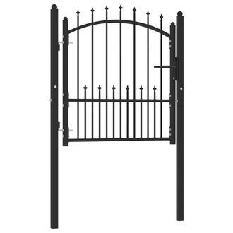 vidaXL Puerta De Valla Con Picos Acero Negro 100x100 Cm Vidaxl