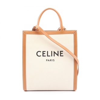 Celine Beige Brown Canvas Leather Handbag Tote Bag (Pre-Owned)