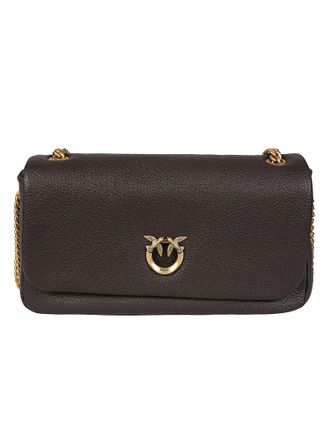 Pinko Click Soft Horizontal Sheepskin Chain Shoulder Bag