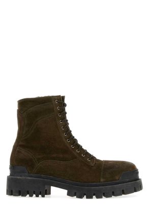 Balenciaga Brown Solid Strike Boots