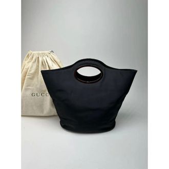 Gucci Pre-owned Handbags, female, Black, Size: ONE SIZE Pre-owned Vintage Canvas Bucket Bag