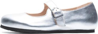 Birkenstock Santa Clarita Natural Leather Silver - Dames - Ballerinas - Grijs - 38 EU - Leer - Schoenen