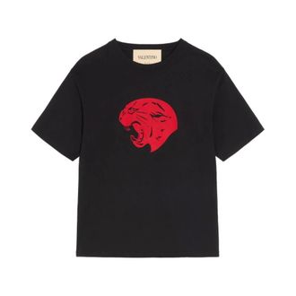 Valentino Garavani Panther Cotton T-shirt - male - Valentino Garavani - T-Shirts - Black - XL - Tops