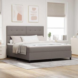 vidaXL Cama Tipo Box Spring Con Tiras Led Taup&eacute; 180 X 200 Cm Tela Vidaxl
