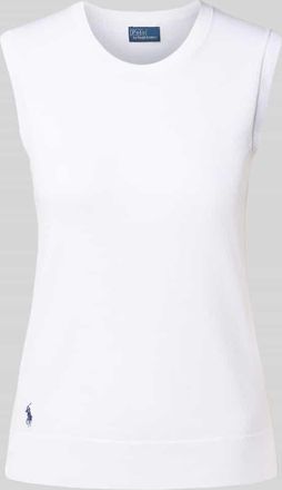 Polo Ralph Lauren Pullunder mit Logo-Stitching und Rundhalsausschnitt in Weiss, Größe XXL