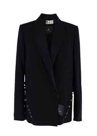 Lanvin Black Single Breasted Jewel Embellished Blazer Size XS