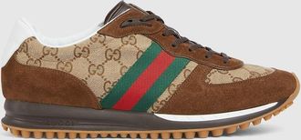 Gucci Mens Gucci Re-Motion Sneaker, Brown, Suede