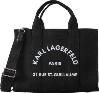 Karl Lagerfeld Medium Tote BAG Cuadrado RUE St-Guillaume - Dames - Shoppers - Zwart - ONE Size - Katoen - Tassen