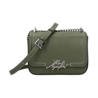 Karl Lagerfeld Bolso Cruzado de Piel con Correa de Cadena - Bags - Mujer - Verde - ONE SIZE
