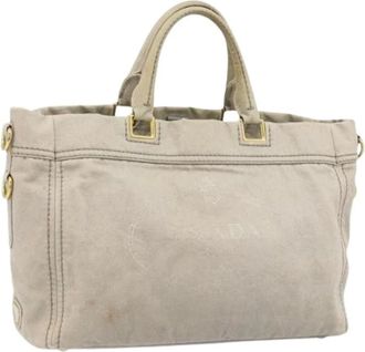 Prada Pre-owned Handbags, female, Gray, Size: ONE SIZE Pre-owned Canvas Bag