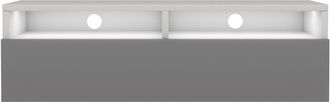 Selsey Selsey - Rednaw - Mueble Tv Con Caj&oacute;n - Blanco Mate / Gris Brillo - 100 Cm - Con Iluminaci&oacute;n Led