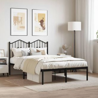 Berkfield Home Metal Bed Frame with Headboard Black 120x190 cm Small Double