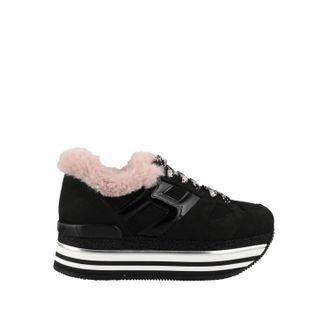 Hogan Womens Faux Fur Sneakers In Black/pink