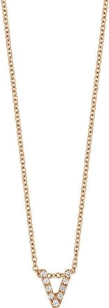 Bony Levy Diamond Pavé Initial Pendant Necklace in 18K Rose Gold - V at Nordstrom, Size 18 In