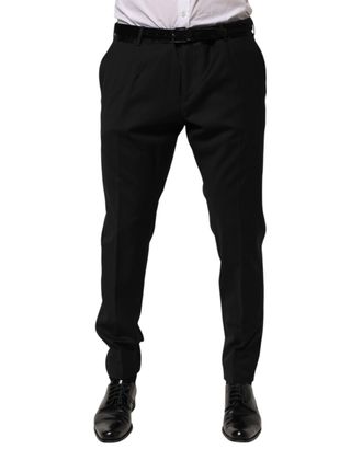 Dolce & Gabbana Mens Wool Formal Trousers Black