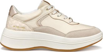 Geox Spherica Ecub Beige Panel Leather Sneakers