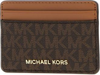 Michael Kors Womens Printed Canvas Card Holder Brown Portafogli Wallet