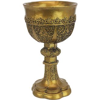 Design Toscano Design Toscano Calice doro di Re Art&ugrave; Decorazione Medievale Scultura Calice Gotico, poliresina, finitura color oro, 22,75 cm