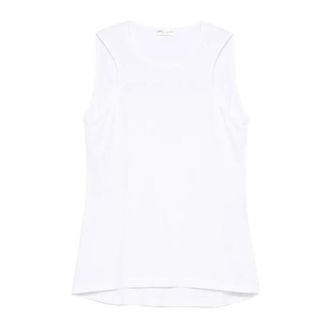 Roberto Collina Tops, Dames, Wit, S, Katoen, Ribbed Knit Tank Top
