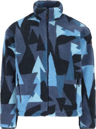 Napapijri Geometric Patterned Fleece Jacket With High Collar