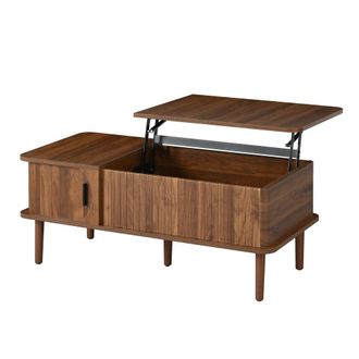 Urban Meuble Mesa de centro elevable efecto nogal estilo retro, 100x48x55,5 cm