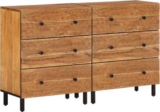 vidaXL Armarios Auxiliares 2 Uds Madera Maciza De Acacia 60x33x75 Cm Vidaxl