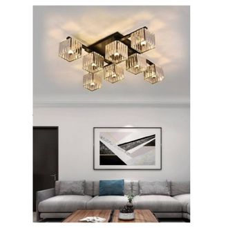 Trade Shop Trade Shop Traesio - Trade Shop - Plafoniera Lampadario Da Soffitto Design Moderno Con 8 Cubi E27 Cristallo C28-8