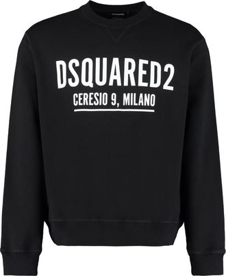 Dsquared2 Hoodies & sweatvesten, Heren, Zwart, S, Katoen, Logo Detail Katoenen Sweatshirt