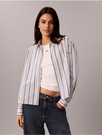 Calvin Klein Jeans Calvin Klein Womens Cotton Poplin Boxy Button-Down Shirt - White - XL
