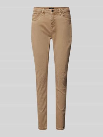Monari Slim Fit Jeans mit Strasssteinbesatz in Beige, Gr&ouml;&szlig;e 38