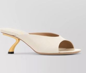 Ferragamo igea leather mules peep toe sculptural heel