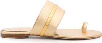 Malone Souliers open-toe leather flat sandals - women - Calf Leather/Calf Leather/Calf Leather - 36 - Gold
