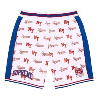 SUPREME x Mitchell & Ness SS26 Monogram Basketball Short White SUP-SS26-221-WHT