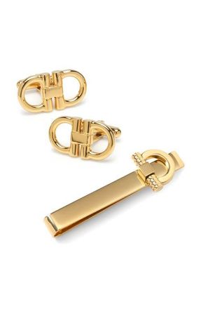 Cufflinks Inc. Horsebit Cuff Links & Tie Bar Gift Set in Gold at Nordstrom