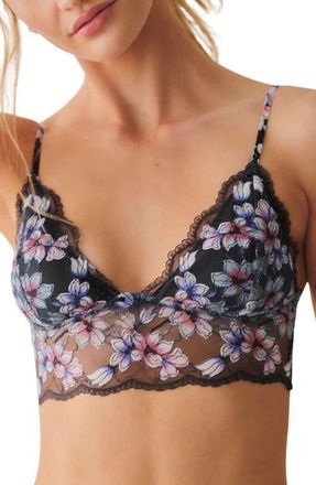 Free People Intimately FP Printed Lace Longline Bralette in Night Bloom Combo at Nordstrom, Size X-Large