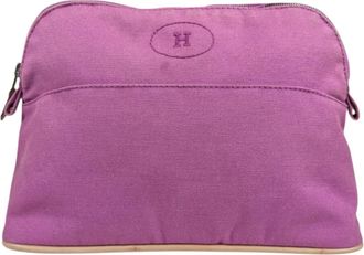 Herm&egrave;s Purple Cotton Canvas Pouch (Pre-Owned)