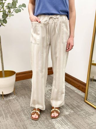 Wishlist Striped Linen Pants In Neutral