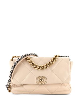 Chanel 19 Flap Bag Quilted Leather Large crossbody bag - Toni neutri