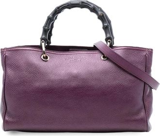 Gucci Pre-owned Tote Bags, female, Purple, Size: ONE SIZE Pre-owned Bamboo Handle Tote Bag
