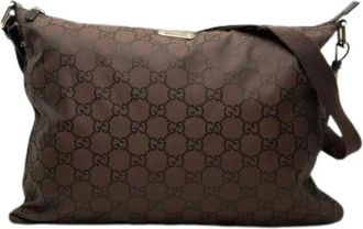 Gucci Pre-owned Crossbody Bag - Dames - Vintage Schoudertas - Bruin - ONE Size - Nylon - Vintage