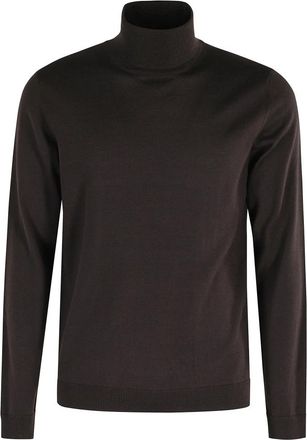 Roberto Collina Bruine Coltrui Trui - Heren - Coltruien - Bruin - 2XL - Wol - Truien & Vesten