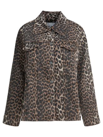 Ganni Jeansjacke mit Leopardenmuster